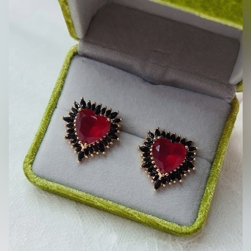COPY - 4A Grade red  Zircon  Heart Earrings